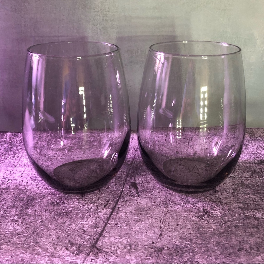 Elegant Gray Stemless Wine Glass Set